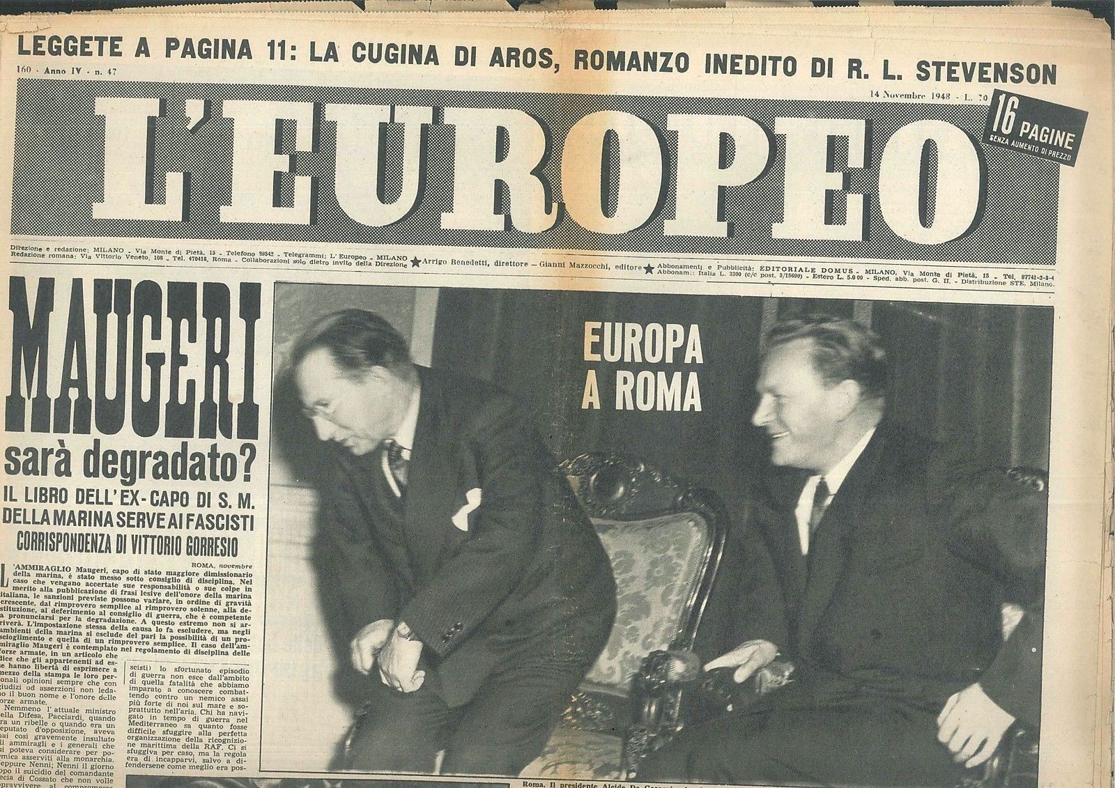 L'EUROPEO - ANO IV° - N 47 - 14 NOVEMBRE 1948