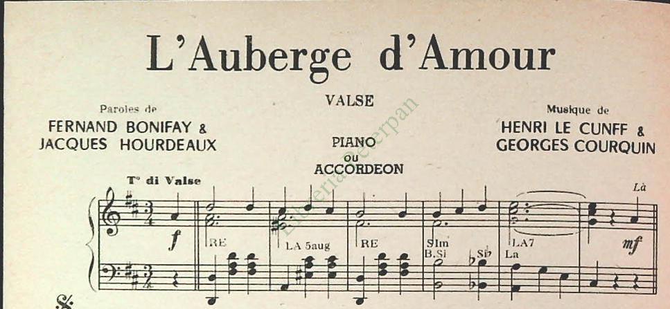 L'AUBERGE D'AMOUR.valse - CALINERIE.valse SPARTITO-SHEET MUSIC