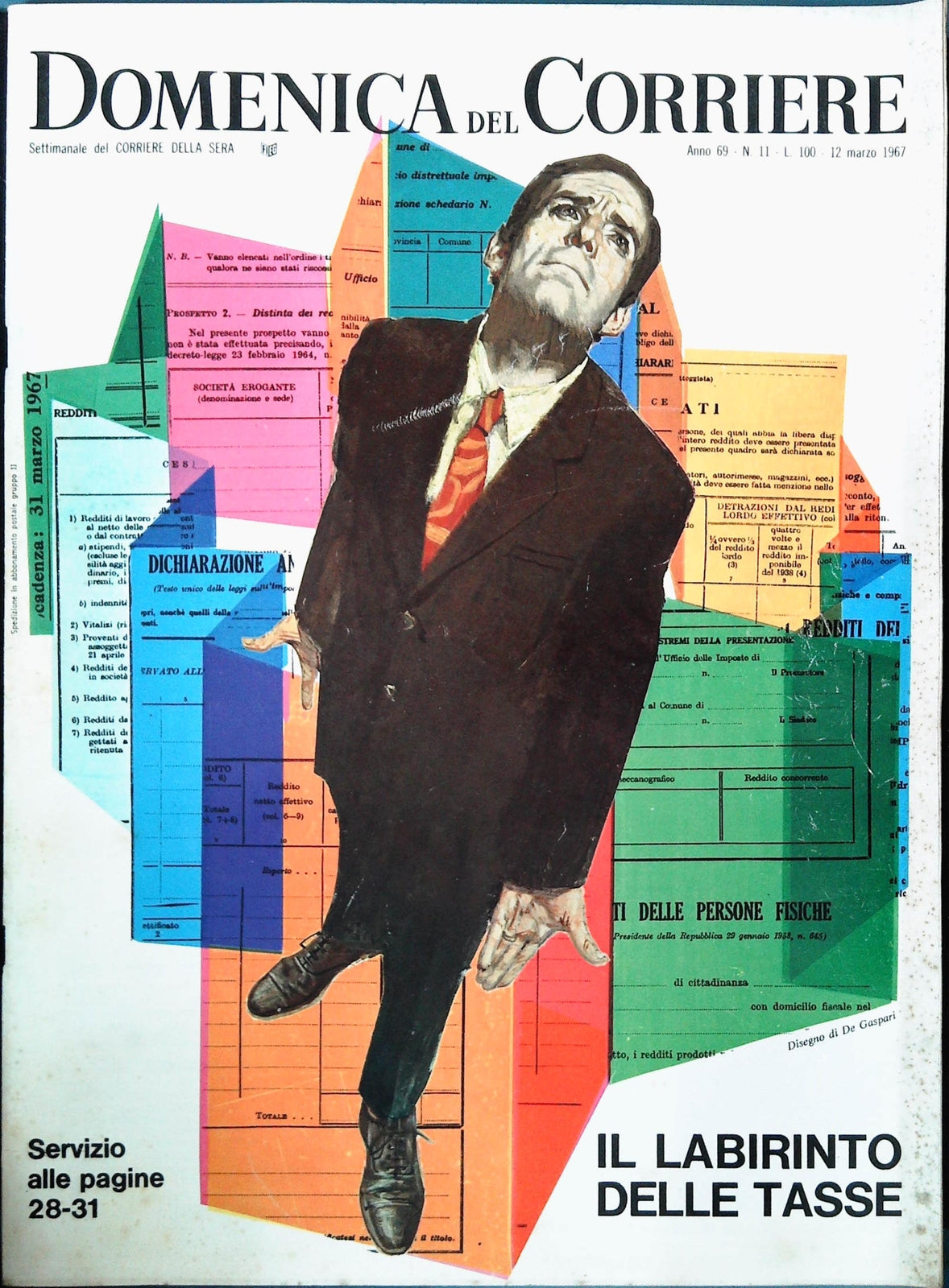 DOMENICA DEL CORRIERE 12 MARZO 1967 - IL LABIRINTO DELLE TASSE