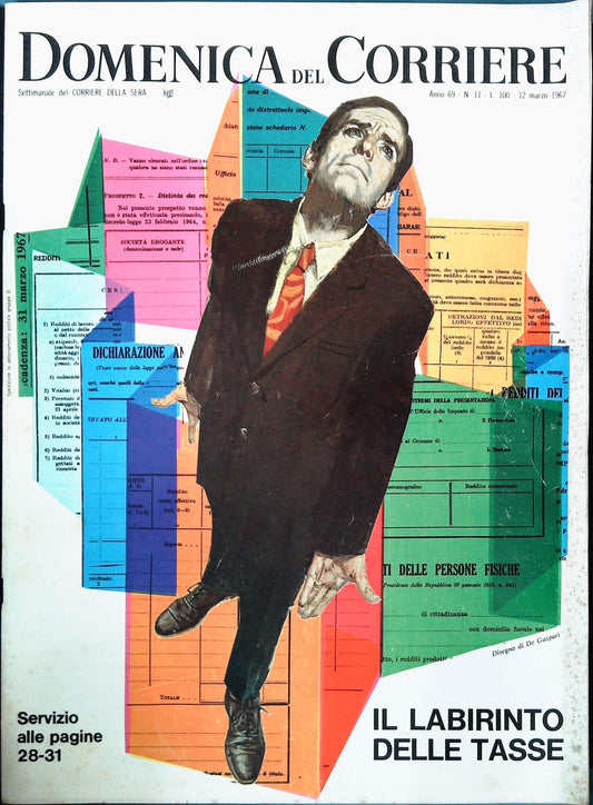 DOMENICA DEL CORRIERE 12 MARZO 1967 - IL LABIRINTO DELLE TASSE