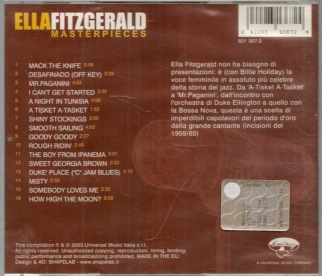 ELLA FITZGERALD - MASTERPIECES - CD