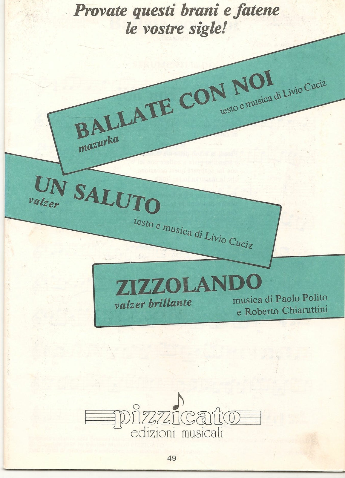 BALLATE CON NOI.mazurka-UN SALUTO.valzer.ZIZZOLANDO.valzer-SPARTITO-SHEET MUSIC