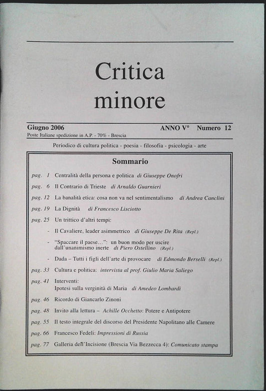 CRITICA MINORE - GIUGNO 2006