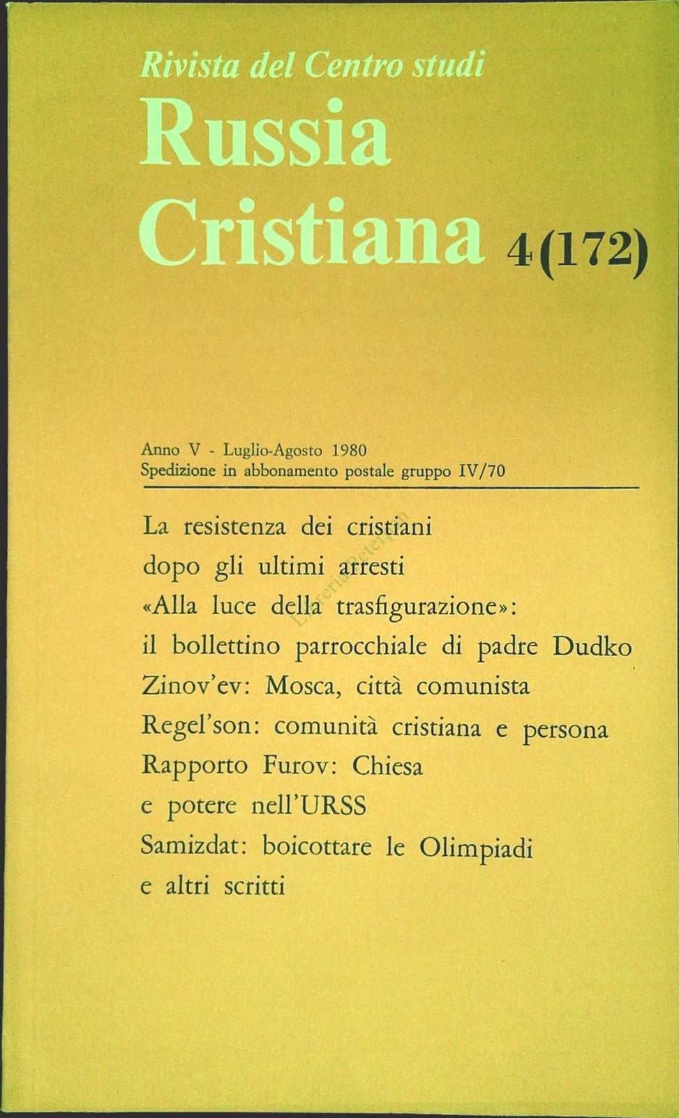 RUSSIA CRISTIANA N. 172 - LUGLIO-AGOSTO 1980