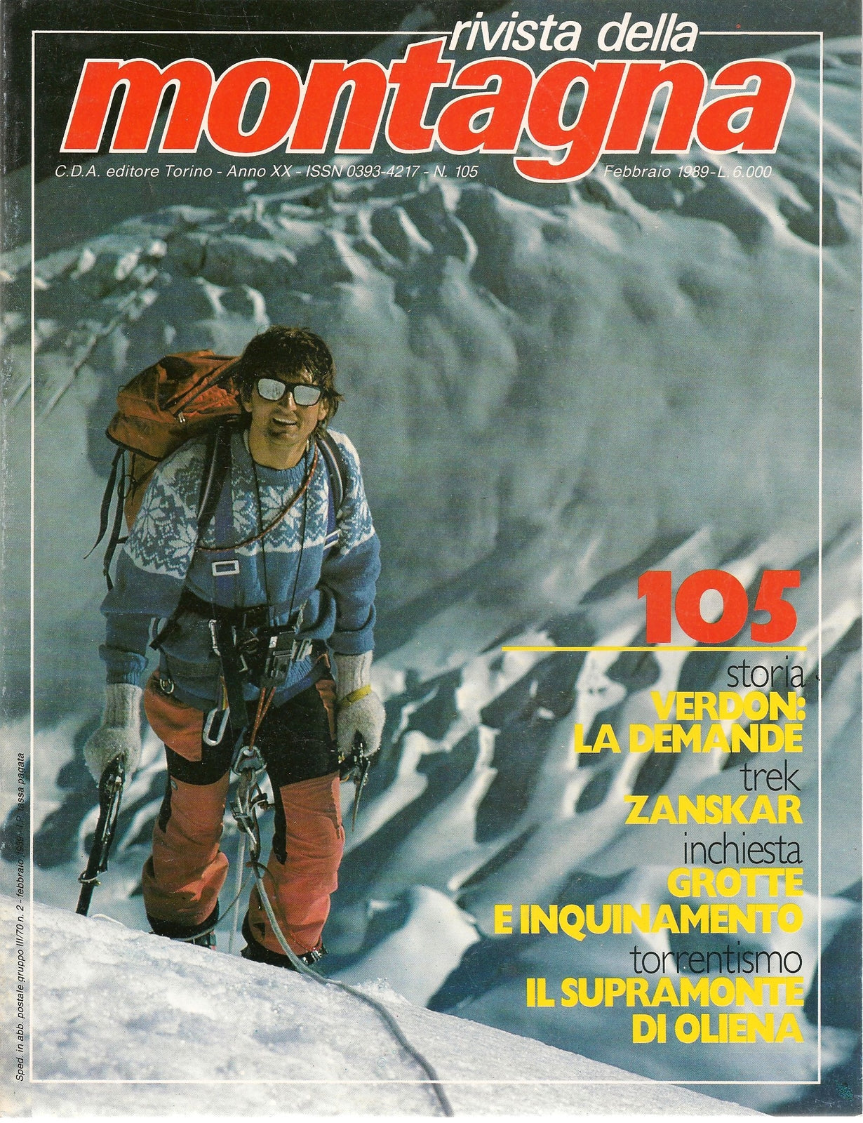 RIVISTA DELLA MONTAGNA N. 105 -FEBBRAIO 1989