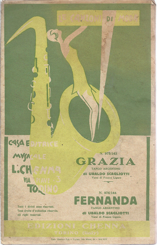 GRAZIA - FERNANDA ( Franco Ligure - Ubaldo Scagliotti ) # SPARTITO