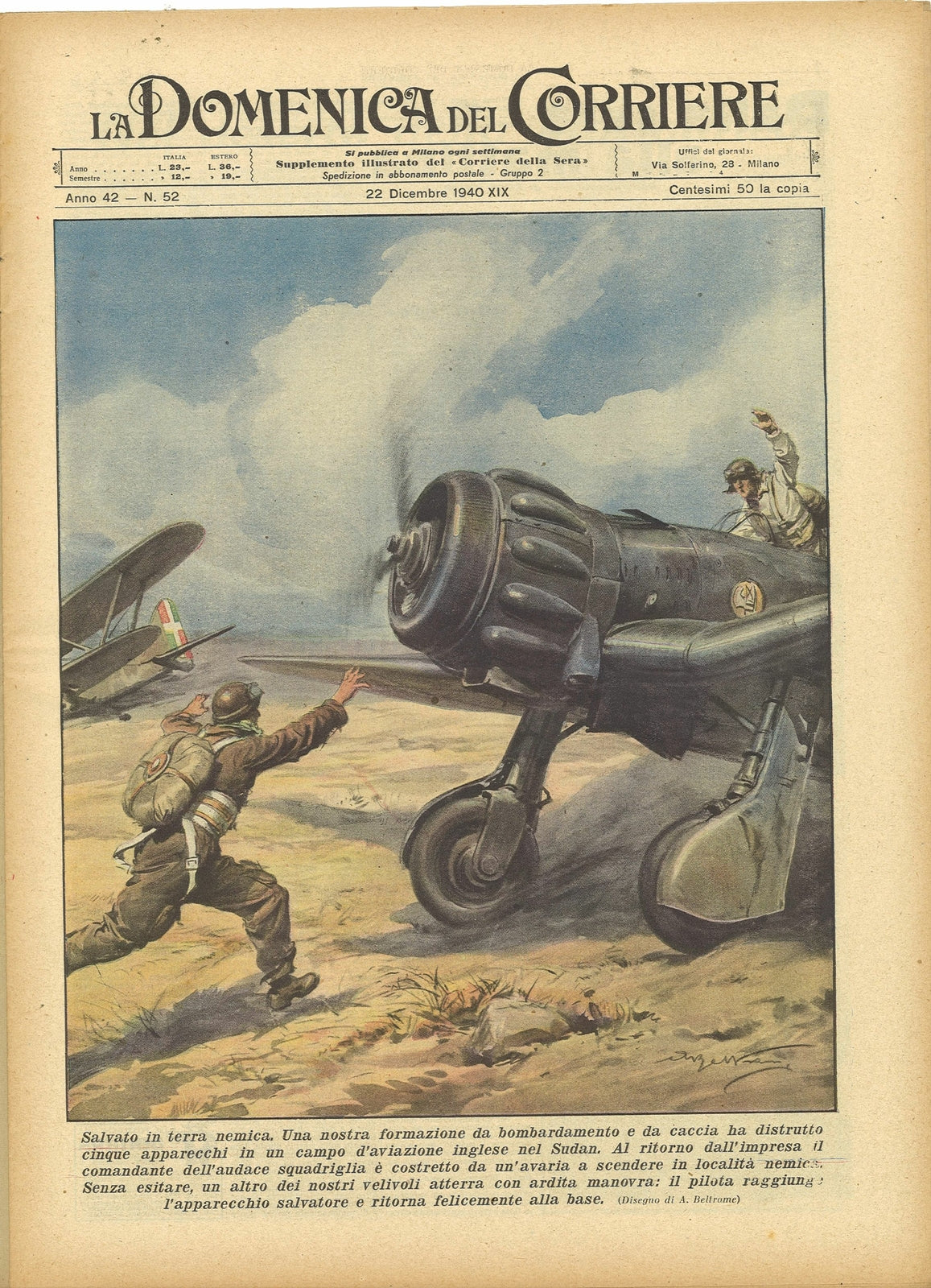 DOMENICA DEL CORRIERE N. 52 - 22 DICEMBRE 1940 ILL. A. BELTRAME