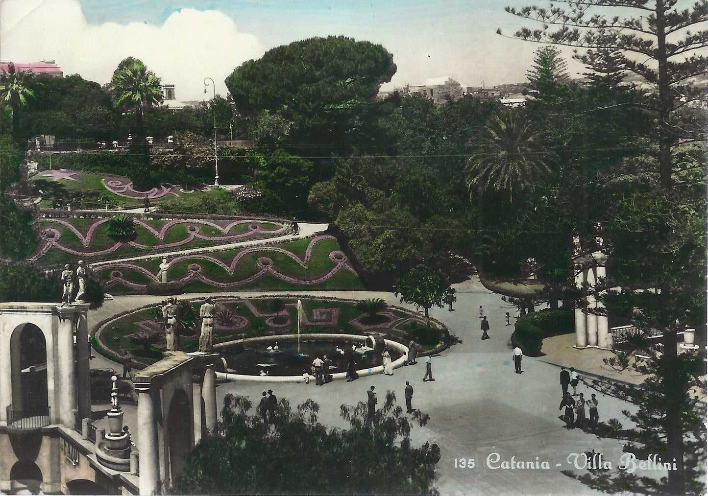 CATANIA - VILLA BELLINI - V 1958 - FG - ACQUERELLATA