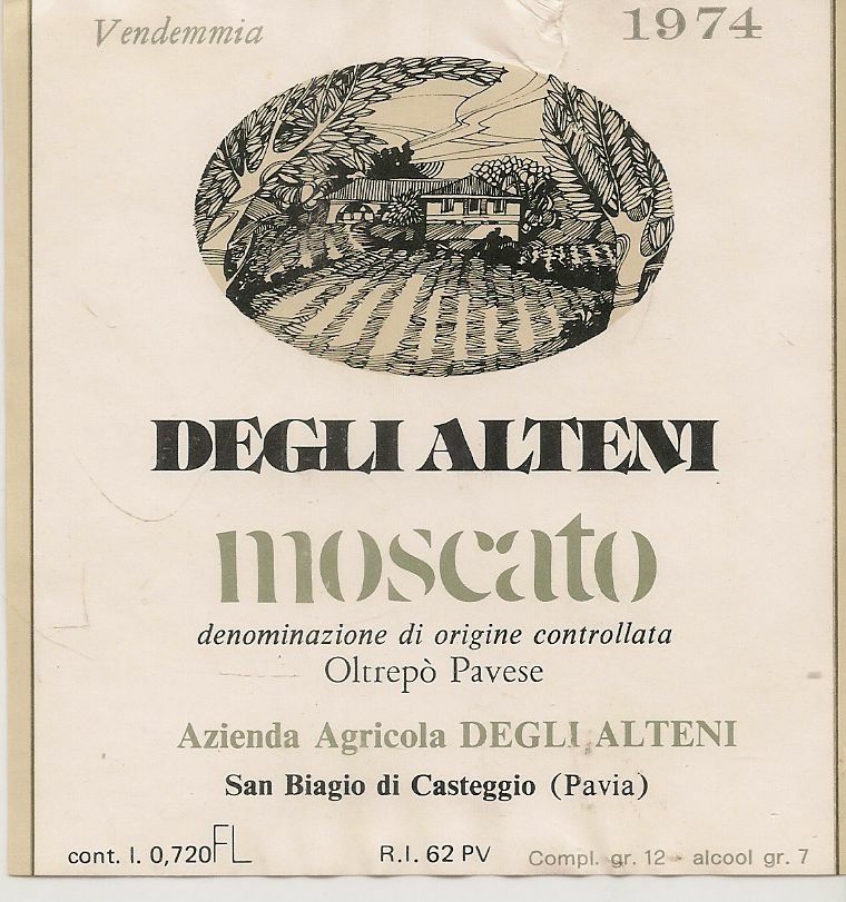 MOSCATO DEGLI ALTENI - 1974 - ETICHETTA VINO