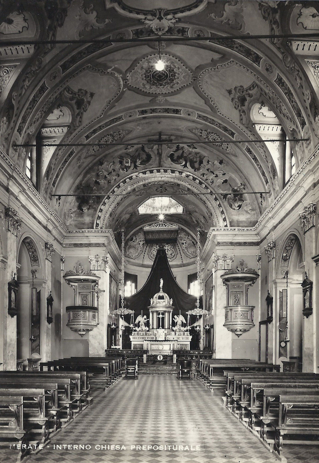 MERATE - INTERNO CHIESA PREPOSITURALE - V 1967 - FG