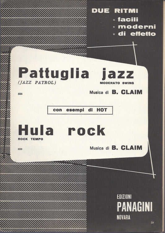 PATTUGLIA JAZZ ( JAZZ PATROL ) - HULA ROCK    B. Claim # SPARTITO - Ed. Panagini