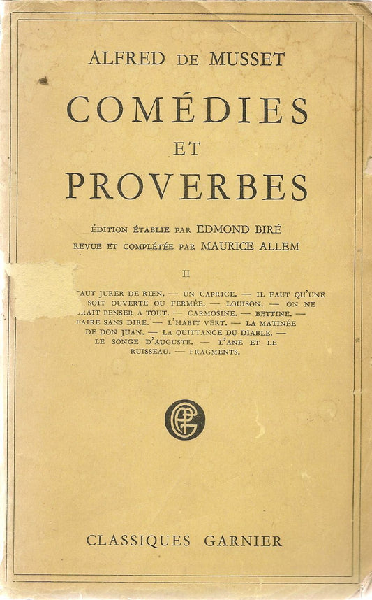 COMEDIES ET PROVERES - ALFRED DE MUSSET - TOMO SECONDO