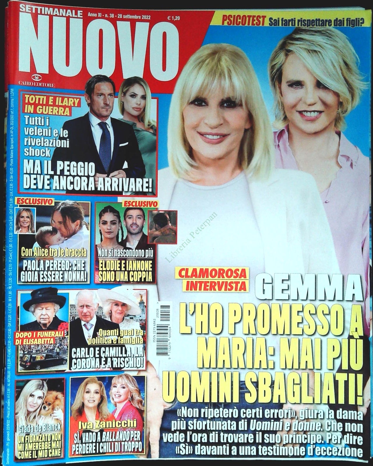 SETTIMANALE NUOVO 28 SETTEMBRE 2022 - EMMA-TOTTI-PAOLA PEREGO-OUTLET DEL LIBRO