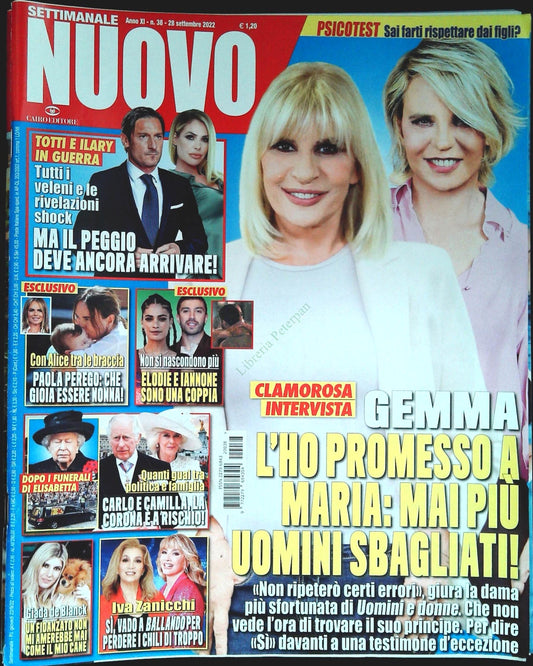 SETTIMANALE NUOVO 28 SETTEMBRE 2022 - EMMA-TOTTI-PAOLA PEREGO-OUTLET DEL LIBRO