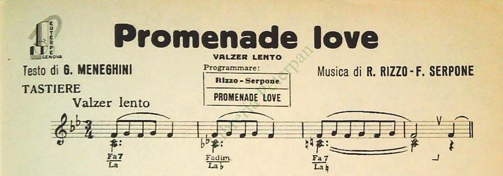 PROMENADE LOVE.valzer lento - NON SI USA PIU'.valzer lento -SPARTITO-SHEET MUSIC