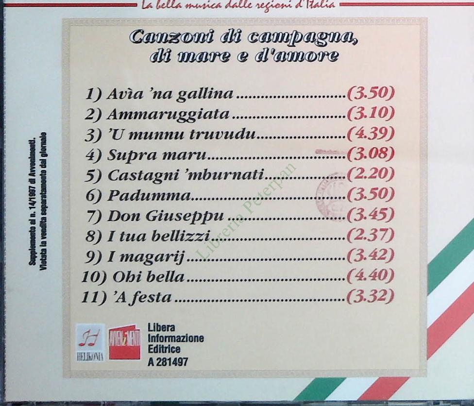 CALABRIA. CANZONI DI CAMPAGNA DI MARE E D'AMORE - CD