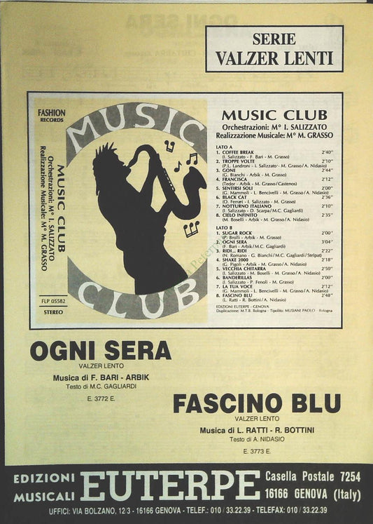 OGNI SERA.valzer lento - FASCINO BLU .valzer lento - SPARTITO-SHEET MUSIC