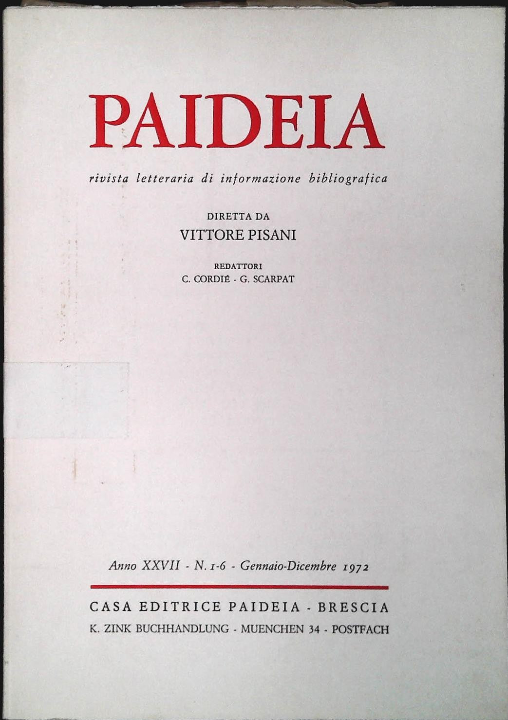 PAIDEIA - GENNAIO-DICEMBRE 1972