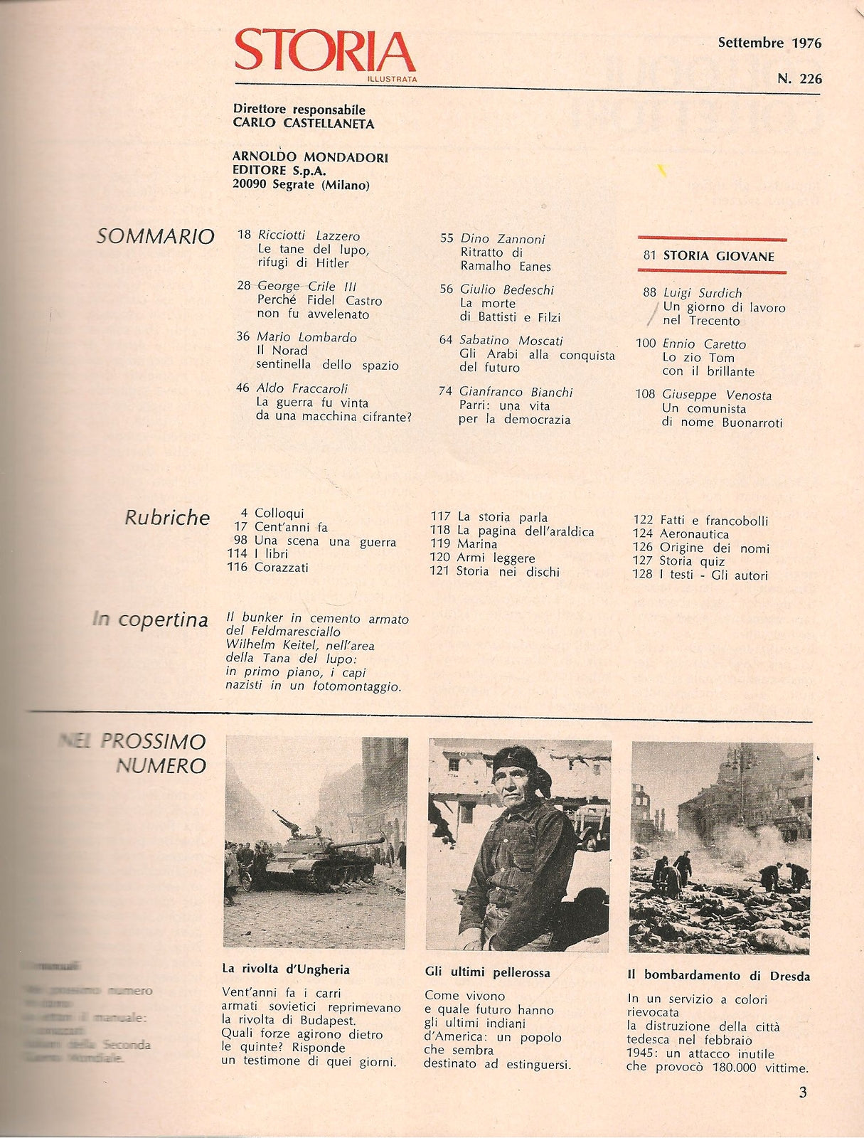 STORIA ILLUSTRATA N. 226 - SETTEMBRE 1976 - LE TANE DEL LUPO