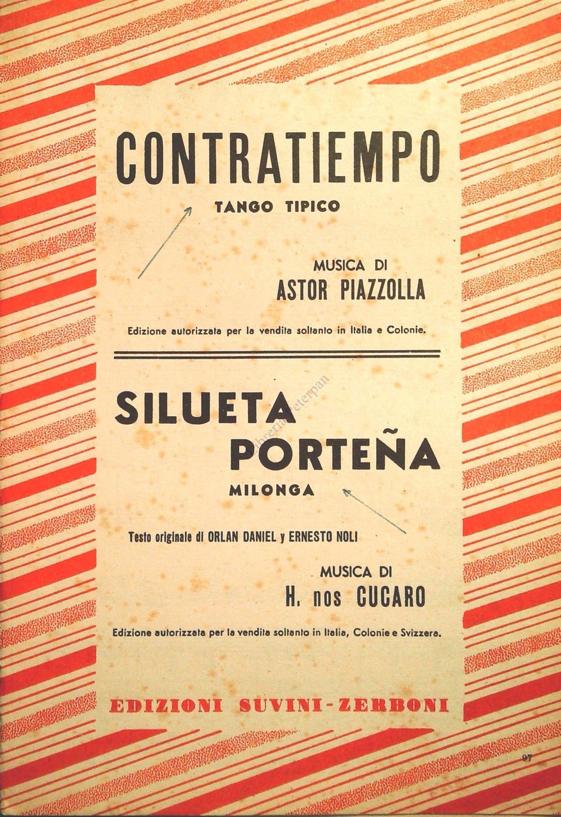 CONTRATIEMPO. TANGO TIPICO - SILUETA PORTENA. MILONGA - SPARTITO-SHEET MUSIC