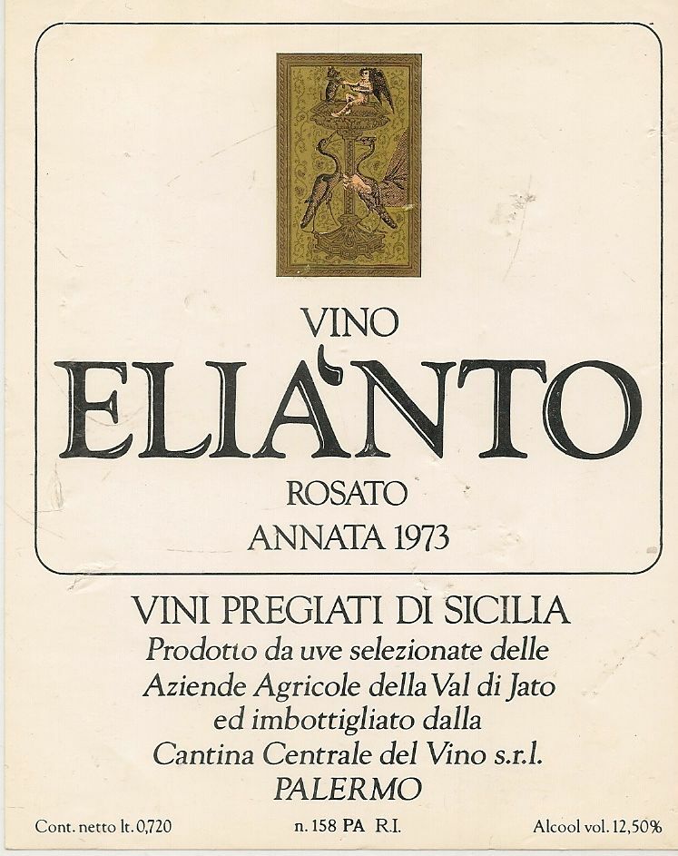 ELIANTO - ROSATO 1973- ETICHETTA VINO