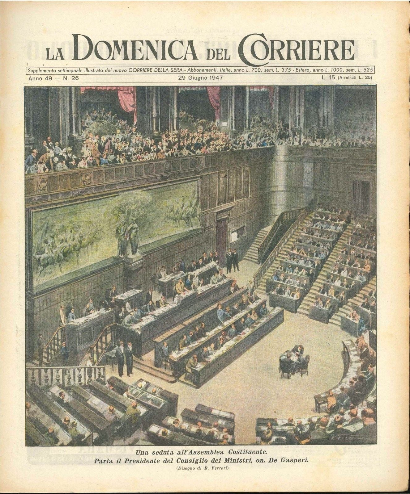DOMENICA DEL CORRIERE N 26 - 29 GIUGNO 1947 - ILL. R. FERRARI