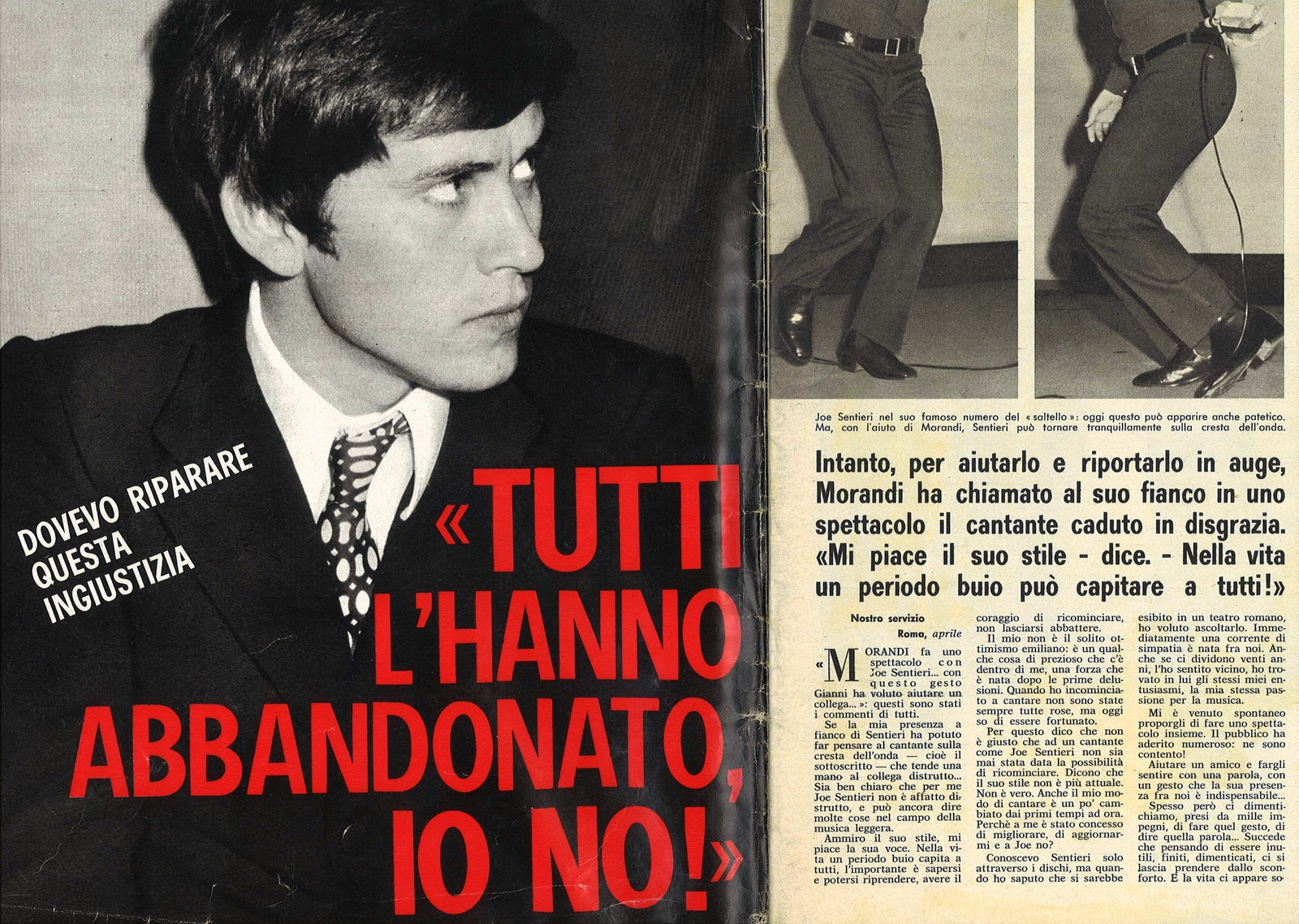GIANNI MORANDI - JOE SENTIERI - CLIPPING-RITAGLIO DI GIORNALE