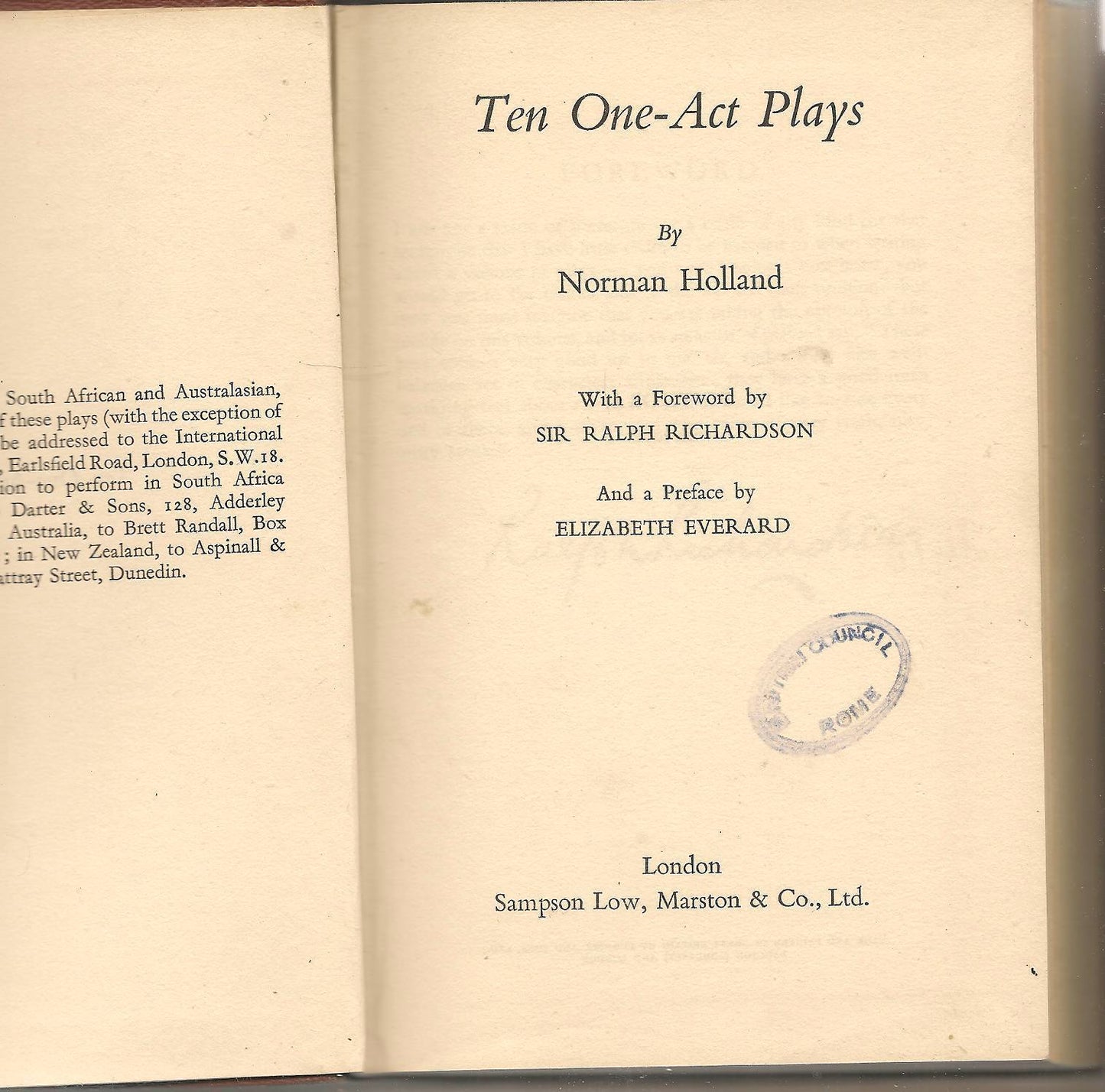 TEN ONE-ACT PLAYS - NORMAN HOLLAND   - ENGLISH TEXT