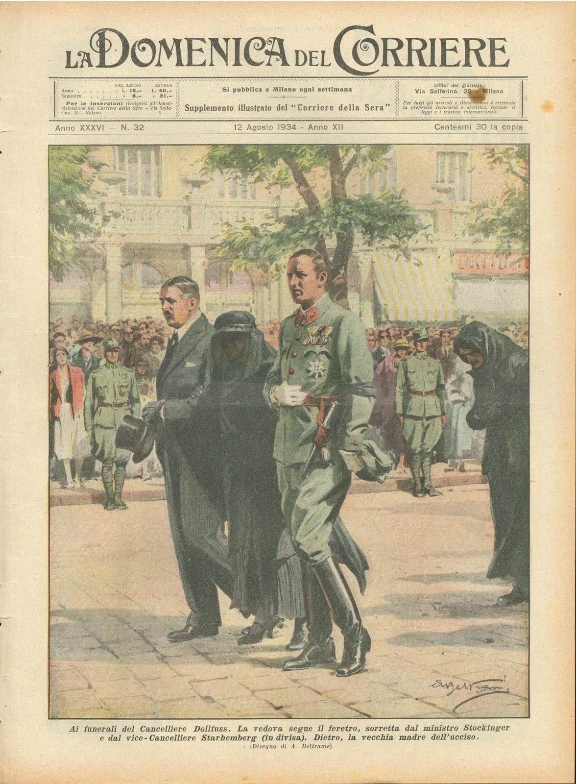 DOMENICA DEL CORRIERE N 32 - 12 AGOSTO 1934 - ILL. A. BELTRAME