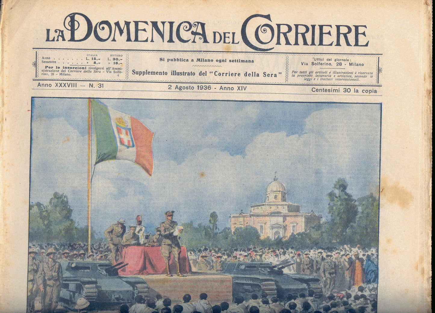 LA DOMENICA DEL CORRIERE N 31 - 2 AGOSTO 1936