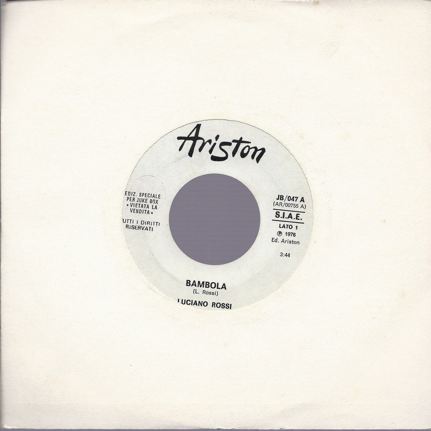 BAMBOLA # LUCIANO ROSSI -- SOUL CHA CHA # VAN Mc COY - Edizione per Juke Box