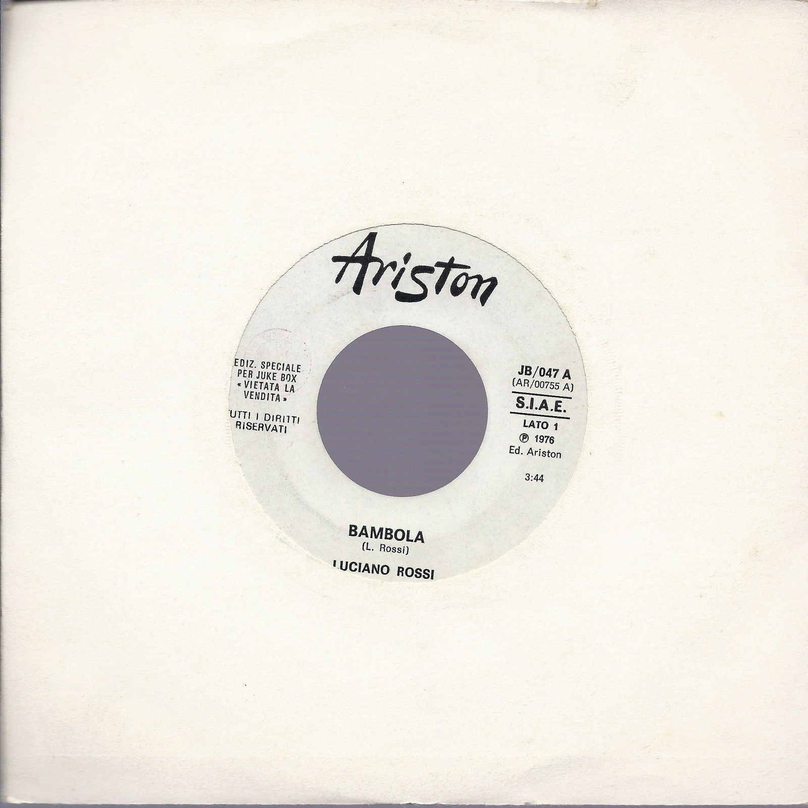 BAMBOLA # LUCIANO ROSSI -- SOUL CHA CHA # VAN Mc COY - Edizione per Juke Box