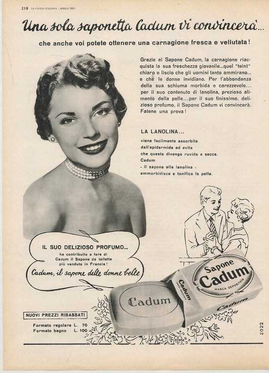 CADUM. UNA SOLA SAPONETTA CADUM VI CONVINCERA' - ADVERTISING
