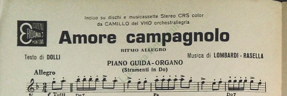 VALZER PER TE.valzer - AMORE CAMPAGNOLOritmo allegro - SPARTITO-SHEET MUSIC
