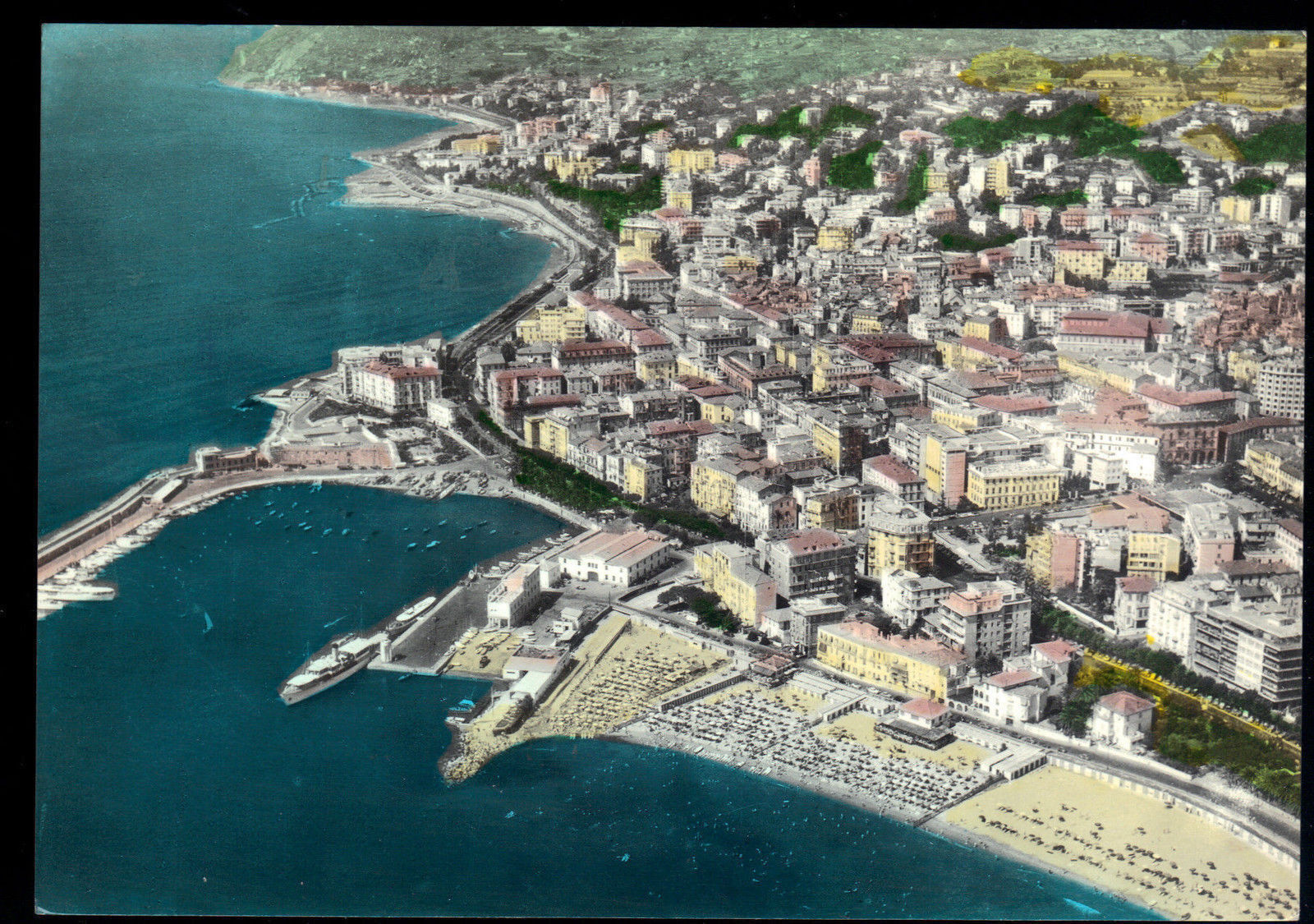SANREMO - PANORAMA DALL'AEREO - NV - ACQUERELLATA
