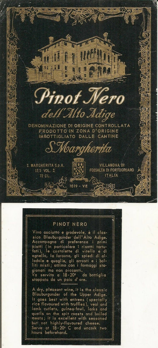 PINOT NERO DELL'ALTO ADIGE - CANTINE S, MARGHERITA - ETICHETTA VINO