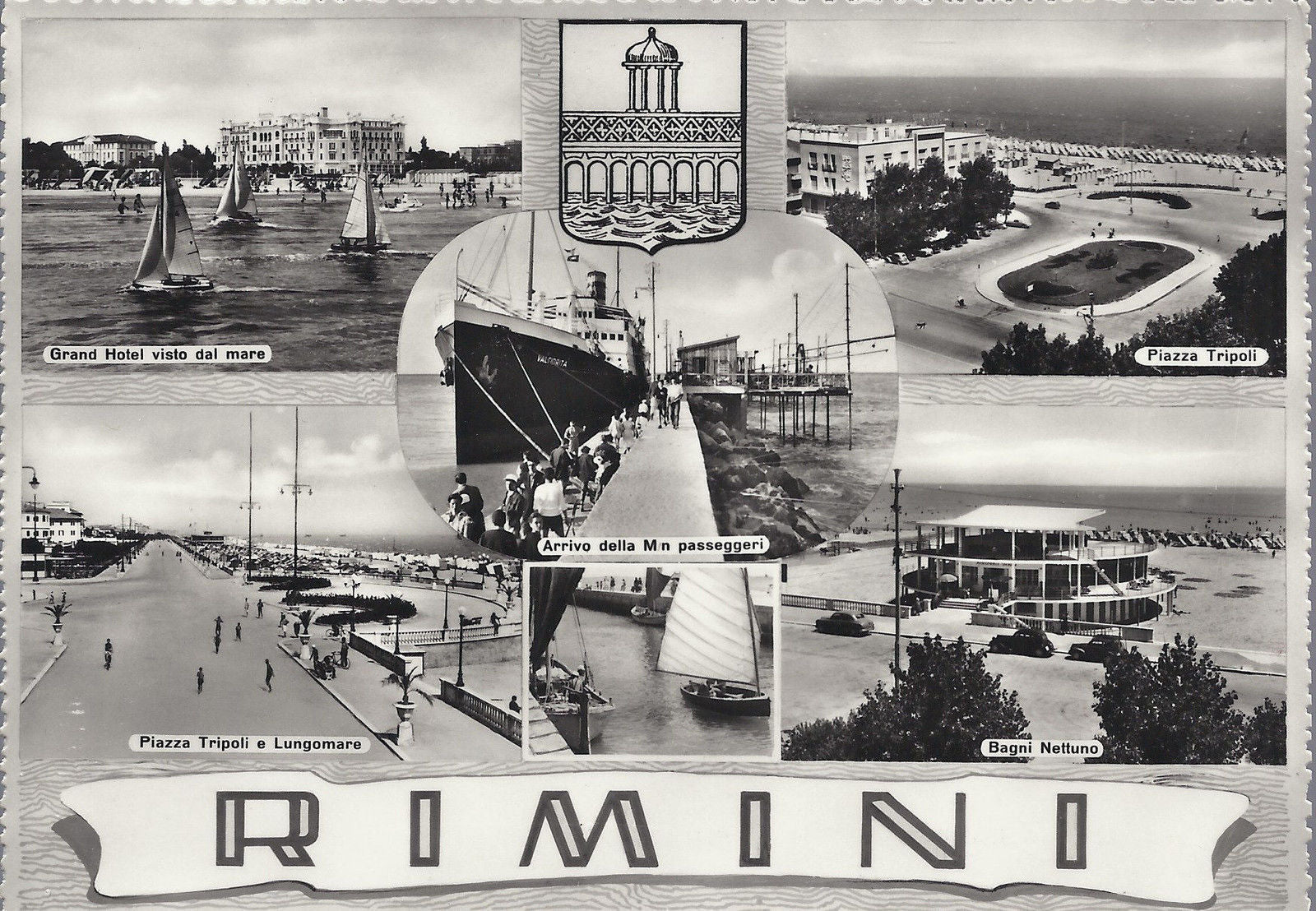 RIMINI - 6 VEDUTE - Arrivo M/n passeggeri VALFIORITA - NV
