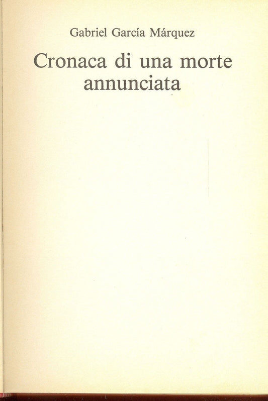 CRONACA DI UNA MORTE ANNUNCIATA - GABRIEL GARCIA MARQUEZ -  - OUTLET DEL LIBRO