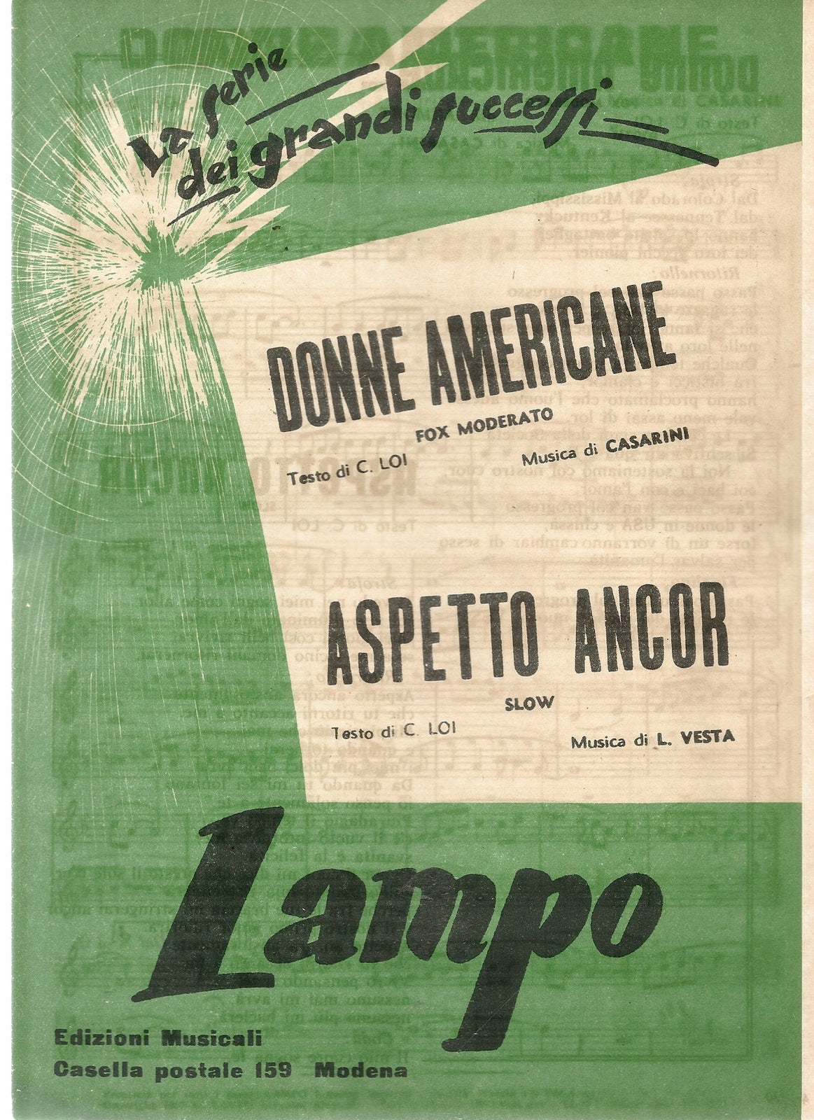 DONNE AMERICANE - ASPETTO ANCOR - SPARTITO - SHEET MUSIC
