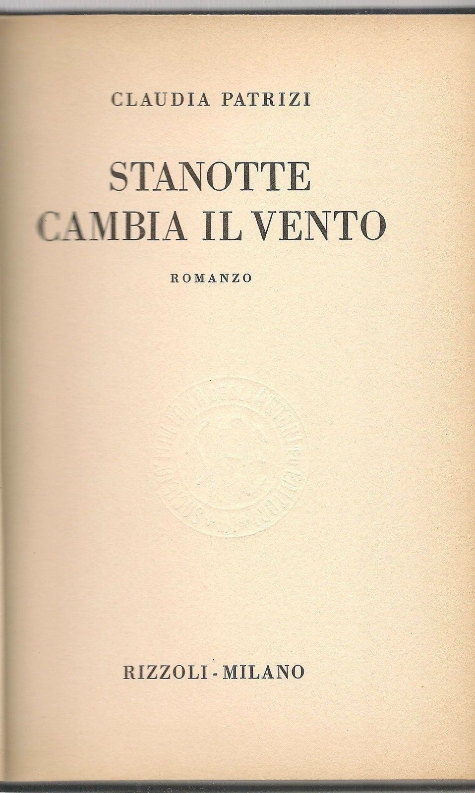 STANOTTE CAMBIA IL VENTO - CLAUDIA PATRIZI