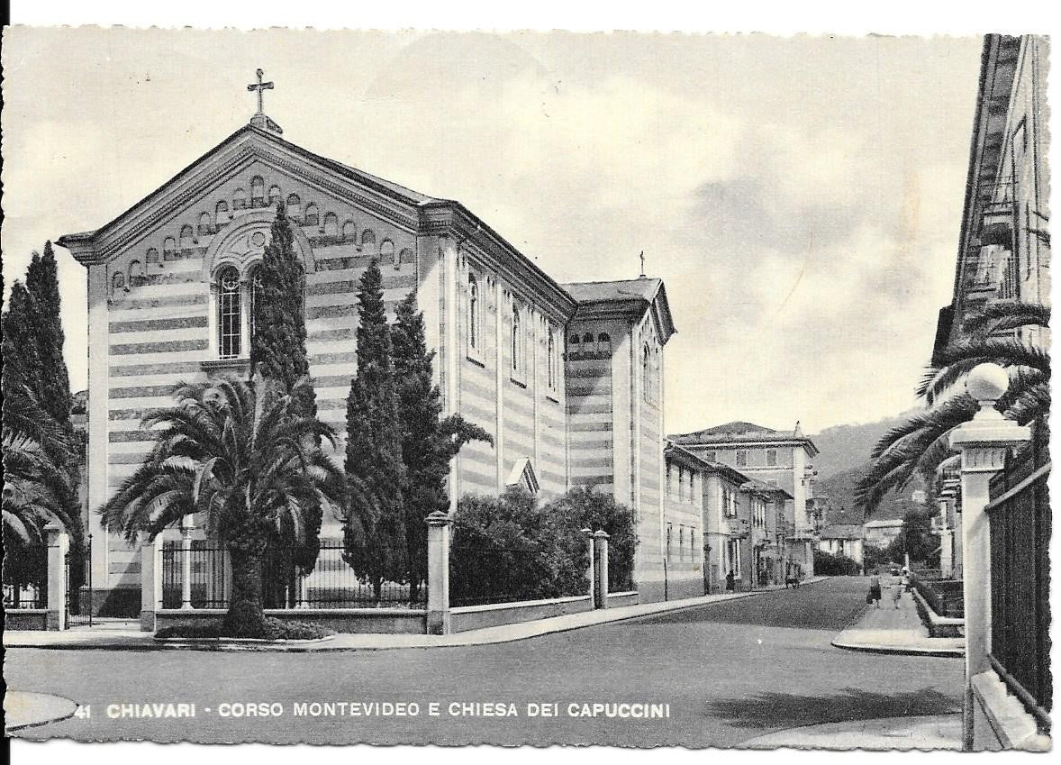 CHIAVARI - CORSO MONTEVIDEO E CHESA CAPPUCCINI V 1955 - FG