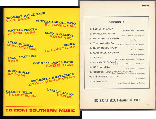 CONTAINER 3 - Racoolta di 12 Brani - Edizioni SOUTHERN MUSIC -- SPARTITO