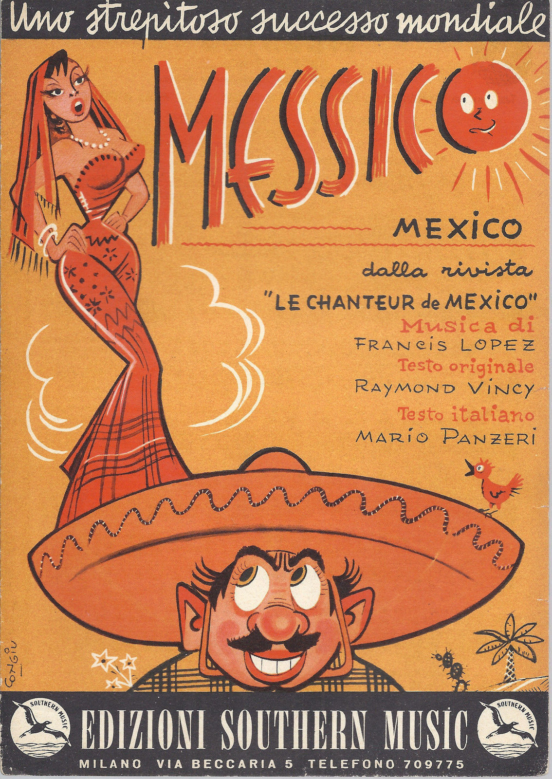 MESSICO  Vincy, Panzeri - Lopez # SPARTITO - dalla Rivista Le Chanteur de Mexico