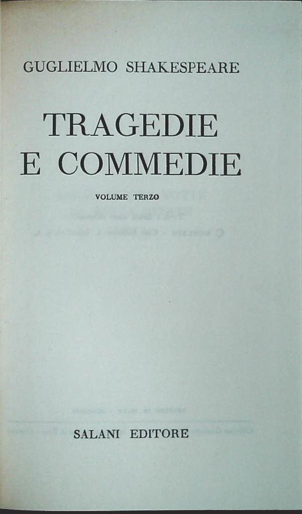 SHAKESPEARE - TRAGEDIE - SALANI 1963 - VOLUME TERZO