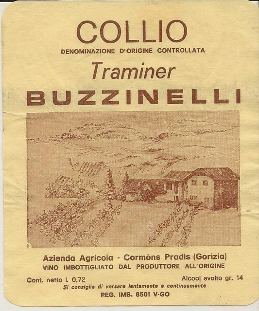 COLLIO TRAMINER - BUZZINELLI - ETICHETTA VINO