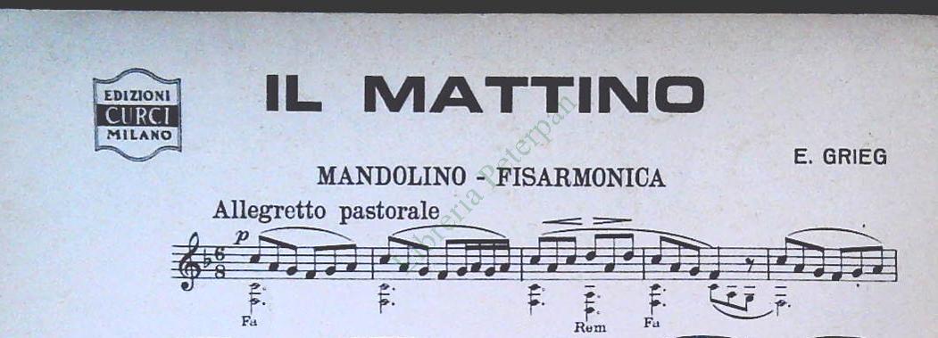 GRIEG - DANZA D'ANITA - IL MATTINO - MANDOLINO-FISARMONICA -SPARTITO-SHEET MUSIC