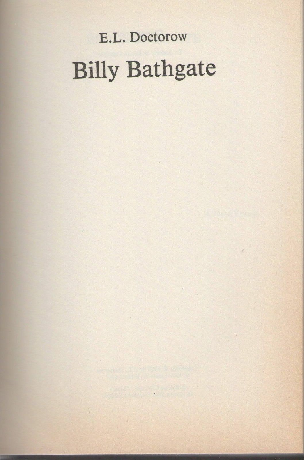 BILLY BATHGATE - E.L. DOCTOROW