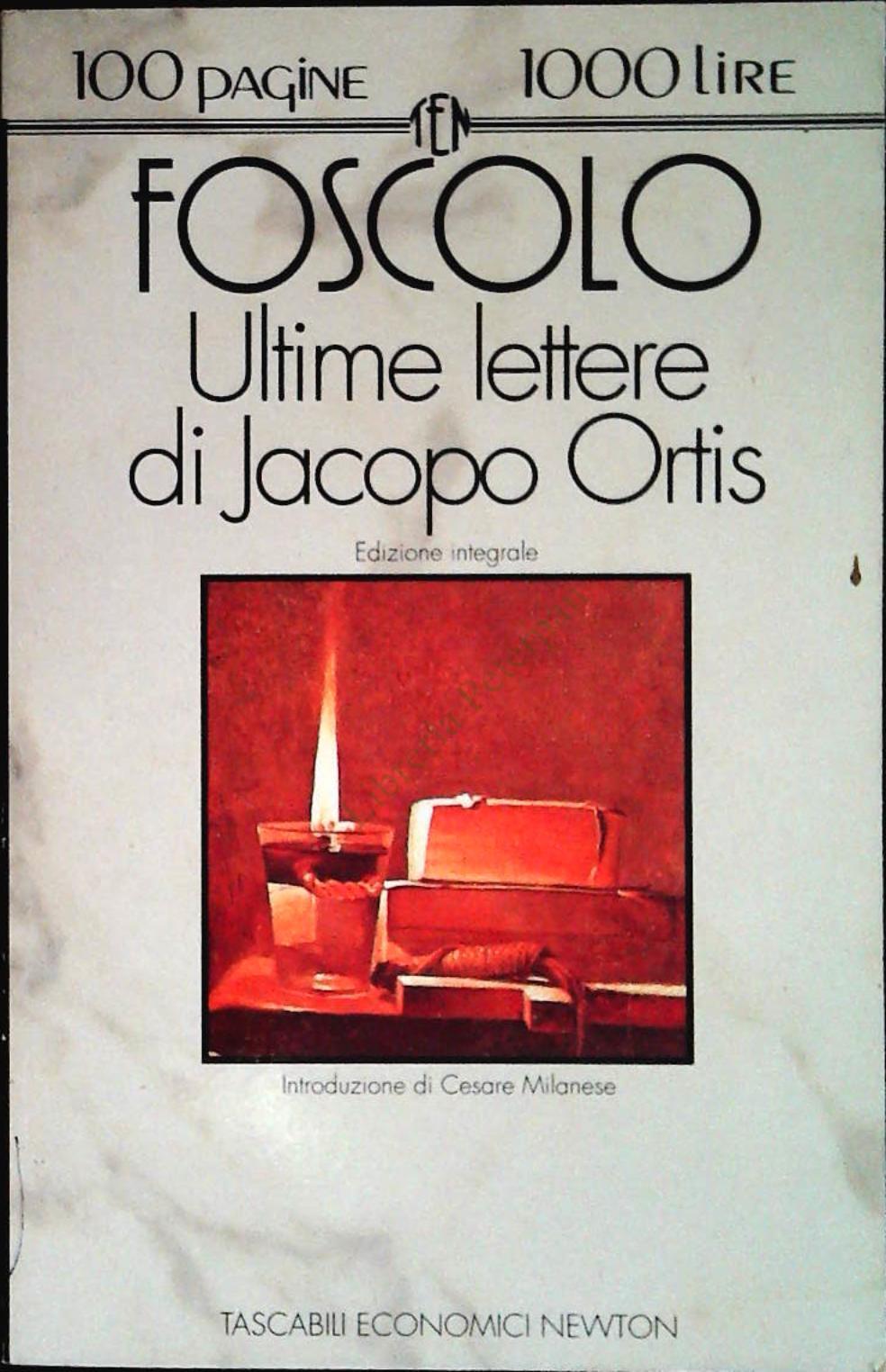 ULTIME LETTERE DI JACOPO ORTIS - UGO FOSCOLO - 1993 - OUTLET DEL LIBRO