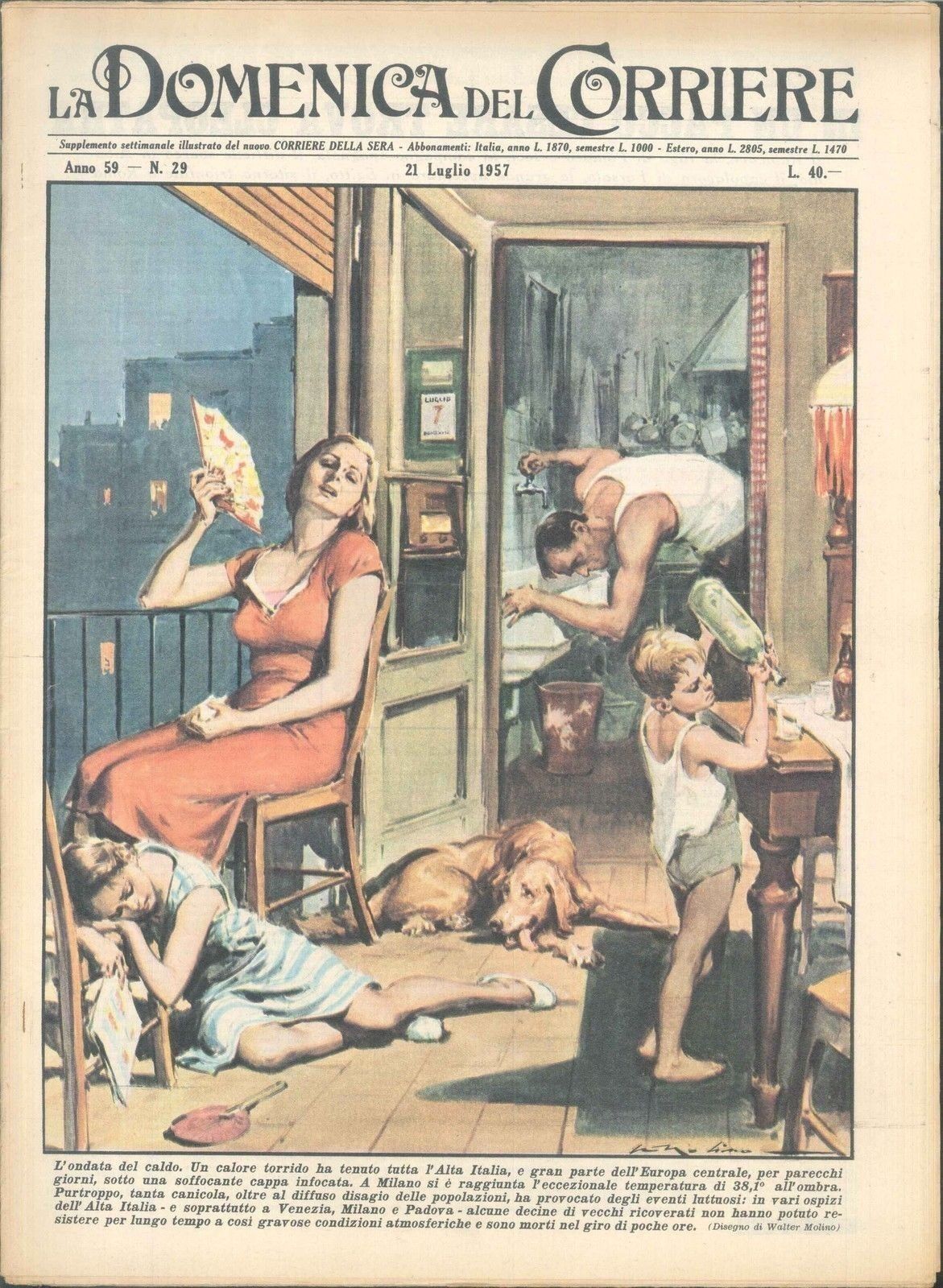 DOMENICA DEL CORRIERE N 29 - 21  LUGLIO 1957 - ILL. WALTER MOLINO