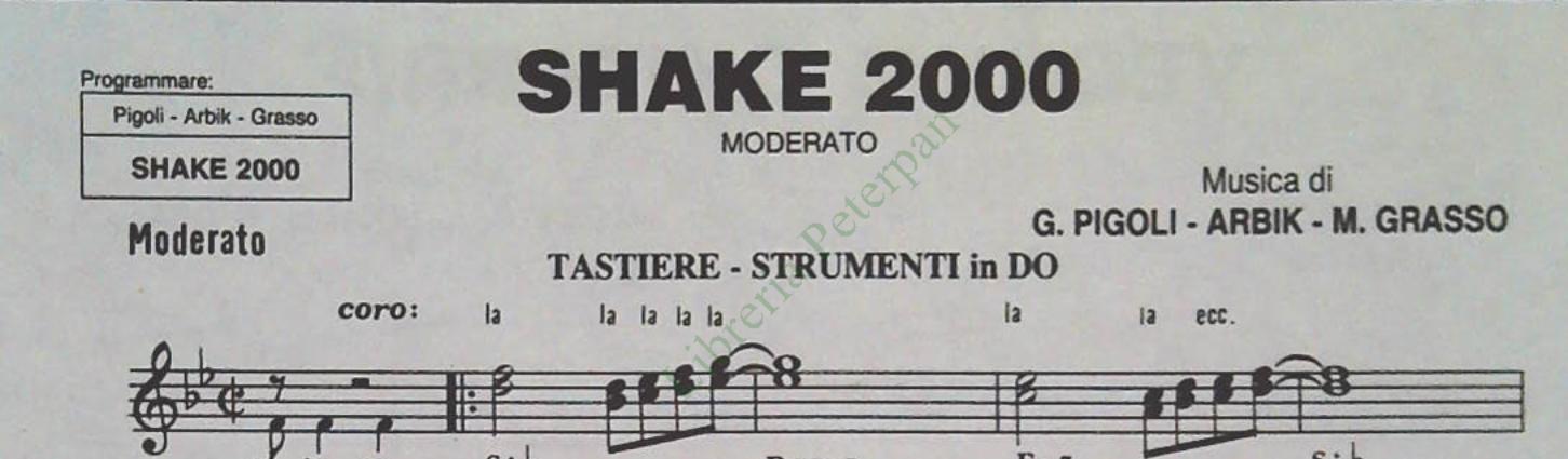 VECCHIA CHIARRA. beguine-SHAKE 2000. moderato - SPARTITO-SHEET MUSIC